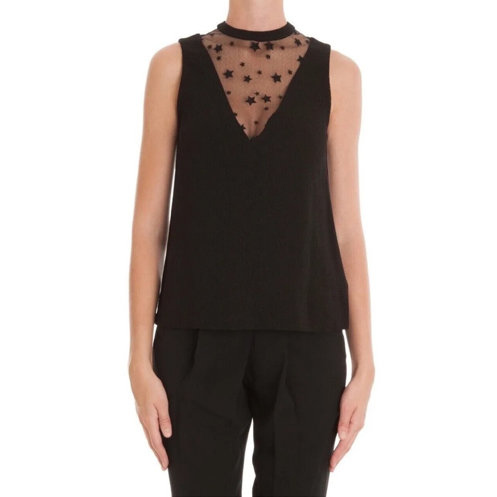 A.L.C. Harlow Crepe Star Mesh Top